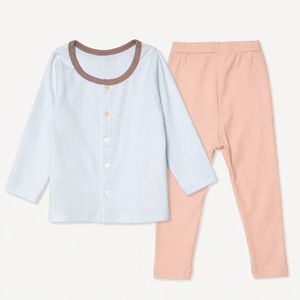 JALBEBE Ensemble de vêtements de détente côtelés unisexe pour bébé, toutes saisons, en stock, 2 pièces, haut à manches longues en polyuréthane et pantalon, pour la maison - Product Image 4