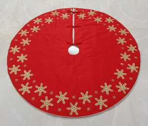 Handmade Christmas Tree Skirt <b>Red</b> Velvet <b>Sequin</b> Embroidery Xmas Tree Mat Holiday Party Decoration Custom Luxury Festive Tree Bas - Product Image 3