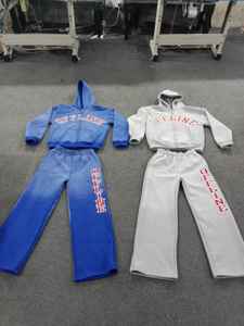 ชุดวอร์มซิปแบบซันเฟด แอซิดวอช ดีไซน์โลโก้แบบกำหนดเอง ชุดวอร์มผู้ชายแบบแอซิดวอช ชุดวอร์มสำหรับวิ่งออกกำลังกาย - Product Image 6