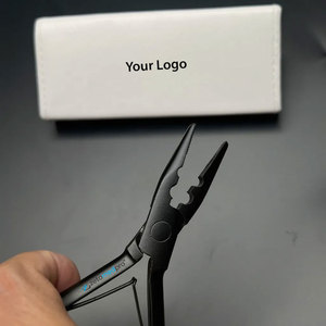 Matte Black 2 Hole Hair <b>Extension</b> Plier Custom Logo Stainless Steel with White Grip On Handle Micro <b>Beads</b> Plier - Product Image 2
