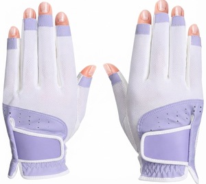 Guantes de Golf Ligeros con Agarre Antideslizante de Malla Transpirable, Blancos y Morados, Unisex, Cierre de Velcro, Dedos Completos - Product Image 1