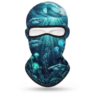 หน้ากากบาลาคลาวาแบบซับลิเมชั่นสีฟ้าใส รุ่น Ice Blue Glacier ผลิตจากโพลีเอสเตอร์คุณภาพสูง ระบายอากาศได้ดี เก็บความร้อน ยืดหยุ่น เหมาะสำหรับกีฬากลางแจ้งในฤดูหนาว - Product Image 4
