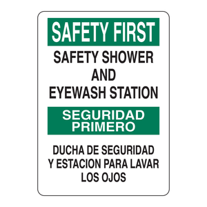 Panneau bilingue pour station de douche de sécurité et de rinçage des yeux pour laboratoires et sites industriels - Product Image 2