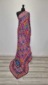 Women's Silk Embroidered <b>Floral</b> Reversible Long <b>Scarf</b> Traditional <b>Scarves</b> Shawls & Hijab Pattern for Daily Wear All Seasons - Product Image 4
