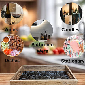 Platos de bandeja de servicio de bambú rectangulares personalizados para té, leche, café, pastel, aperitivo, postre, comida, superventas - Product Image 3