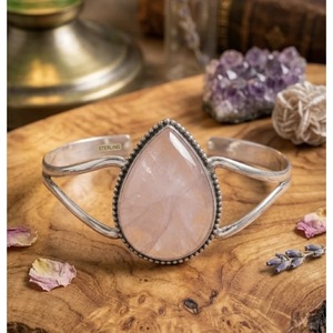 Handcrafted Rose Quartz Beaded <b>Bracelet</b> Natural Crystal Gemstone Love Bangle Wholesale in India for Gifts - Product Image 3