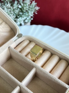 Anillo de Sello Cuadrado Plateado para Hombre al por Mayor, Anillo Clásico Rectangular en Blanco para Grabar, Joyería de Moda - Product Image 1
