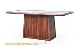 <b>Solid</b> <b>Wood</b> Dining <b>Table</b> Set 6 Seater, Marble <b>Top</b> Modern Wooden Furniture, Contemporary Kitchen Dining Set with Chairs - Product Image 4