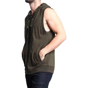 เสื้อฮู้ดแขนกุดสำหรับออกกำลังกายผู้ชาย ผ้าฝ้าย 100% แบบเรียบง่าย เป็นมิตรกับสิ่งแวดล้อม มีกระเป๋าเสื้อ เหมาะสำหรับฤดูหนาว - Product Image 2