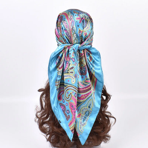 High Quality Silk Scarves Women Square Satin Hijab Scarf Plain Handkerchief <b>Shawls</b> <b>Wraps</b> Head Female Headband Islamic Bandanna - Product Image 1