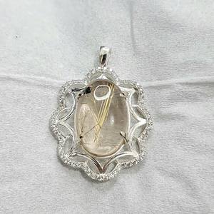 Pendentif en quartz rutilé, alpaga, métaux mélangés, bijoux en cristal naturel faits à la main, cadeau unique pour hommes et femmes - Product Image 1