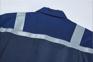Combinaison de travail réfléchissante unisexe haute visibilité et combinaison de sécurité bleu marine à manches longues imperméable en coton/polyester - Product Image 4