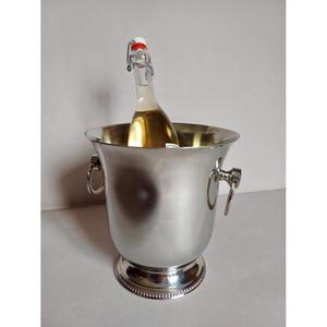 Vase à champagne design moderne avec poignée en anneau, nickelé, en acier inoxydable de haute qualité, seau à glace pour bars - Product Image 5