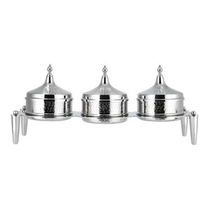 Arabic Look Eco-Friendly Modern Luxury Metal Serving <b>Bowls</b> 5-Piece <b>Lid</b> Cover Tray Set for Hotel & Restaurant Use - Product Image 4