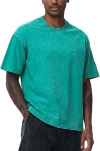 เสื้อยืดโอเวอร์ไซส์สีเขียวฟอกกรด ขายส่ง ผ้าคอตตอนหนา รับผลิตตามแบบ OEM พร้อมสกรีนโลโก้ เสื้อผ้าสตรีทแวร์ผู้ชาย - Product Image 5