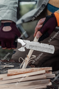 Cuchillo de caza de acero de Damasco hecho a mano - Cuchillo de vaquero de espiga completa con funda de cuero premium y mango de madera Pakka, personalizable DIY ODM/OEM - Product Image 4