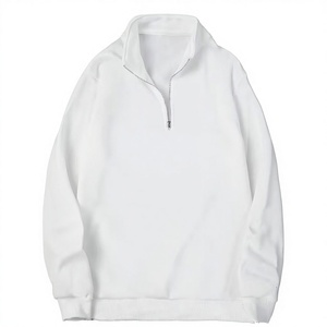 Men's Women's Oversized Half Zip Sweatshirt <b>Mock</b> <b>Neck</b> Plain Cotton Fleece Custom Logo Casual <b>Top</b> - Product Image 1