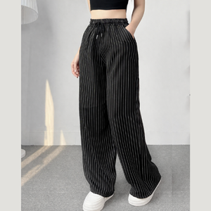 Pantalon Harem Femme Style Coréen Taille Élastique Respirant Coupe-Vent Imperméable avec Nœud et Perles Décontracté Streetwear Personnalisable OEM - Product Image 1