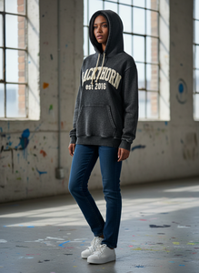 Sudadera con Capucha Personalizada de Fábrica para Hombre, Estilo Desgastado, Tejido Grueso de 450 Gsm, Poliéster/Algodón, Corte Regular, Transpirable, Sudadera de Forro Polar Sólido - Product Image 5