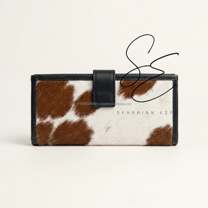 2026 Elegant Hair-On Leather Long <b>Wallet</b> for Women Vintage Cowgirl Genuine Leather Checkbook <b>Wallet</b> with Snap Button Closure - Product Image 5