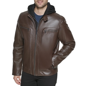 Chaqueta de Cuero de Alta Calidad Directo de Fábrica, Chaqueta de Cuero al por Mayor para Hombre con Cierre y Logotipo Personalizado Impreso - Product Image 1