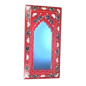 Hand Painted Bohemian Style Rectangular Wood Wall <b>Hanging</b> <b>Mirror</b> Floral Pattern for Living Room Home Decor Housewarming Gift - Product Image 4