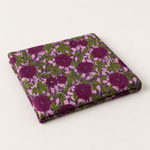 Pink Magenta Floral Hand Block Printed Cotton Fabric <b>Set</b> With Leaf Motif For Dress Kurta <b>Sewing</b> Home Textile Craft Apparel - Product Image 5