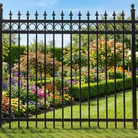 Clôture de sécurité élégante en alliage d'aluminium avec un design ornemental, 6 pieds de haut, pour clôture de jardin et utilisation en extérieur