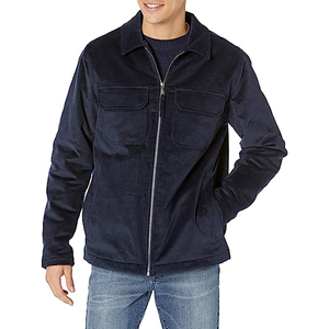 Cotton Men's Zipper Corduroy Casual Spring Bomber <b>Jacket</b> <b>Mandarin</b> <b>Collar</b> Yarn Dyed Long Sleeve - Product Image 6