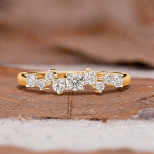 Minimalist 14K Gold Custom <b>Dainty</b> Lab Grown Diamond <b>Ring</b> with Round Brilliant Cut DEF Color VVS Clarity Rhodium Plated for Women - Product Image 1