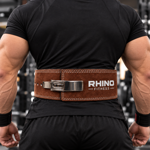 เข็มขัดยกน้ำหนัก Rhino Fitness หนังสีน้ำตาล แบบพันรอบตัว ปรับได้ รองรับหลังส่วนล่าง สำหรับใช้ในยิม - Product Image 5