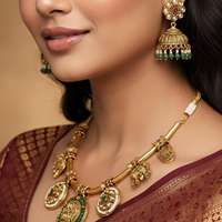 Parure de bijoux indiens Polki Kundan en laiton plaqué or, collier ras-du-cou et boucles d'oreilles classiques pour mariage, bijoux de mariée faits à la main pour usage quotidien, vente en gros