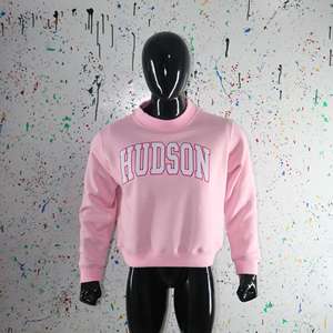 PINK <b>Mock</b> <b>Neck</b> Sweatshirt 100% WHITE Applique Embroidery wide <b>neck</b> Sweatshirt Finer Threads - Product Image 3