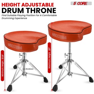 5 Core Drum Throne 4" <b>Padded</b> Guitar <b>Stool</b> Drummer Chair Adjustable Musician Seat - Product Image 3