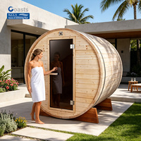 Sauna de Barril para Exteriores de Fácil Montaje DIY, Cabaña de Madera Prefabricada, Refugio Modular para Jardín con Puerta de Vidrio Templado, Disponible en Stock para Envío Inmediato