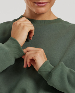 Sudadera de Cuello Redondo para Mujer, Color Sólido, Corte Regular, Manga Larga, 100% Algodón Tejido, Transpirable, para Otoño - Product Image 6