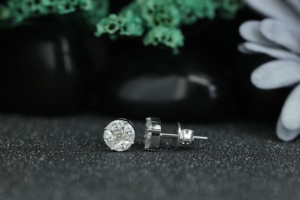 Round Cluster Moissanite Stud <b>Earrings</b> 925 Sterling Silver | Diamond Look Screw <b>Back</b> <b>Earrings</b> for Women - Product Image 6