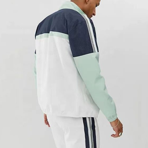 OEM <b>Workout</b> Custom Color Block Solid Blank Zipper Windbreaker Running <b>Jacket</b> and Pants Set Nylon <b>Jackets</b> for Mens - Product Image 2