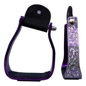 Estribos de Aluminio Premium Estilo Western, Inclinados, con Grabado Floral, Ligeros, Base Ancha, para Montar a Caballo, Trail, Ranch, Rodeo - Product Image 1