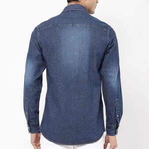 Chemises en jean pour hommes, fournisseur de vêtements en jean pour tous les jours, fabricant de chemises en jean pour hommes sur mesure avec surpiqûres contrastées - Product Image 2