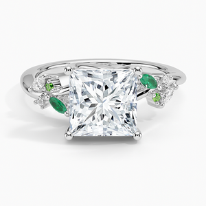 แหวน BOJ รุ่น 017 ทรงปรินเซสคัท เงินแท้ 925 ประดับเพชร Arden Lab และมรกต Lab น้ำหนัก 2 กะรัต สี D ความสะอาด VVS1 พร้อมเพชรโมอิสซาไนต์ รับรองโดย GRA - Product Image 1