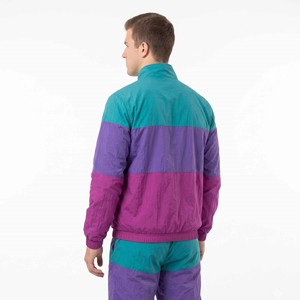 Unisex Customizable Quick Dry Nylon 2 Piece Tracksuit Hooded Zip up Windbreaker <b>Jacket</b> Pants Color Block Reflective Striped - Product Image 5