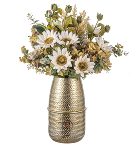 Vase de table en acier finition métal doré brossé moderne pour centres de table de mariage et fleurs décoratives pour la maison - Product Image 6