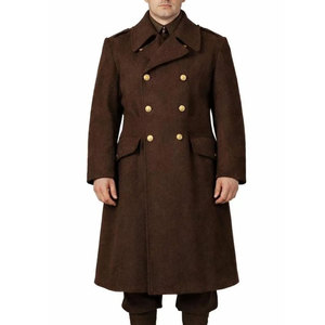 Trench-coat léger, écologique et respirant en tissu coton/laine lisse, col carré, simple, boutonnage frontal - Product Image 1