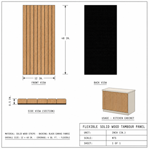 Panel Tambour de Madera Maciza Moderno, Diseño Minimalista para Muebles de Cocina, Superficie de Madera Flexible, Panel Flexible de Madera Maciza - Product Image 2