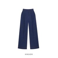 Pantalones de otoño Q717 de cintura alta, pierna ancha, transpirables, holgados, lisos, para mujer, pantalones rectos con cuello vuelto, para oficina y uso diario.