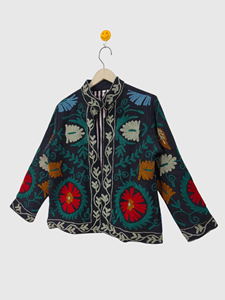 Hand Embroidered Floral Mandarin Collar Jacket Full Sleeve Cotton Women'<b>s</b> Plus Size Spring Wear Prairie Chic Style - Product Image 3