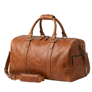 กระเป๋าเดินทางหนังแท้คุณภาพสูงสำหรับเดินทางท่องเที่ยว ออกกำลังกาย พักค้างคืน หรือใช้เป็นกระเป๋าถือขึ้นเครื่อง  สไตล์วินเทจ ทำมือ สำหรับผู้ชายและผู้หญิง - Product Image 1