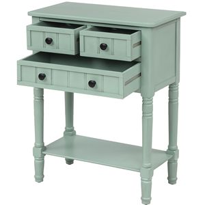 Tavolino Sottile da Divano con Tre Cassetti Portaoggetti e Ripiano Inferiore, Facile da Montare, Consolle Stretta per Soggiorno - Product Image 6