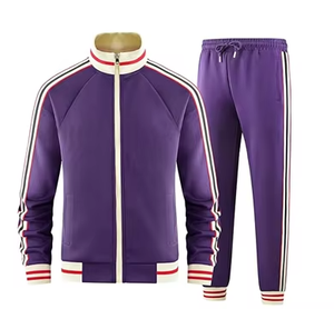 Conjunto Deportivo Amarillo para Hombre, Chaqueta Deportiva con Cierre Completo y Cuello Alto, Pantalones Deportivos con Bolsillos Laterales, Ropa de Invierno - Product Image 1